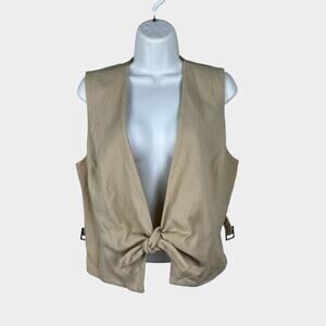 Dana Buchman Womens Wool Blend Vest‎ Size 8 Cream Preppy Y2K Academia